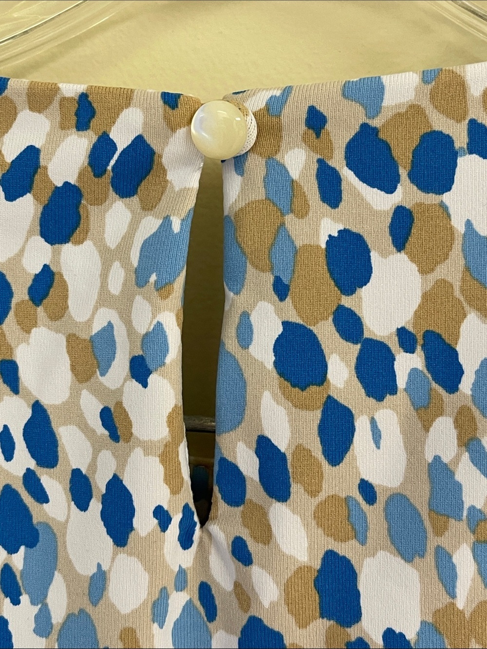 J McLaughlin L Blue Abstract Print Shift Dress Pockets Stretch - Picture 4 of 7